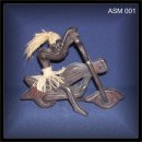 Asmat Biker mit Motorrad, geschnitzte Figur aus Teak (ASM 001)