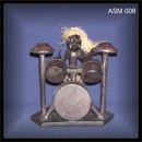 Asmat Drummer mit Schlagzeug geschnitzte Figur aus Teak (ASM 008)