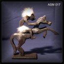 Asmat Reiter auf aufb�umendem Pferd, Teak Figur (ASM 017)