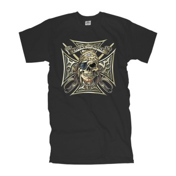 T-Shirt loyal to none pirate skull iron cross american fashion shirt