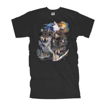 T-Shirt Wolves & Indian Village USA Indianer Motiv American Shirt Wölfe
