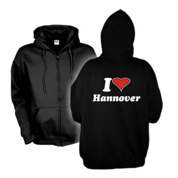 Hannover Schwarzes Zip Hoodie - I love Kapuzenjacke (SFU11-11e)