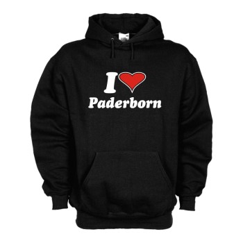 Paderborn I love Kapuzenpulli, schwarzes Fan Hoodie (SFU11-25d)