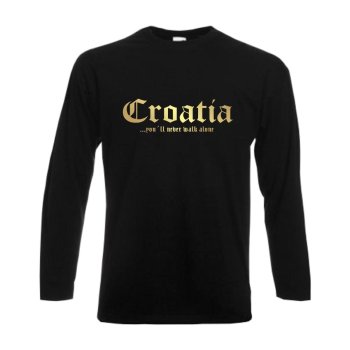 Longsleeve KROATIEN (Croatia), never walk alone, S - 6XL (WMS01-35b)