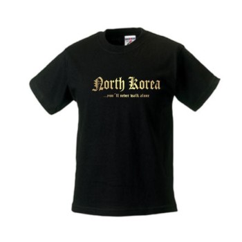 Kinder T-Shirt NORDKOREA (North Korea), never walk alone, S - 6XL (WMS01-43f)