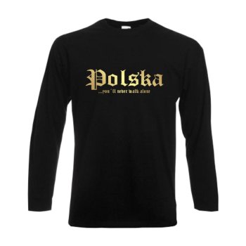 Longsleeve POLEN (Polska), never walk alone, S - 6XL (WMS01-48b)