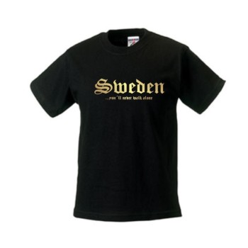 Kinder T-Shirt SCHWEDEN (Sweden), never walk alone, S - 6XL (WMS01-55f)