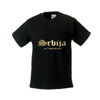Kinder T-Shirt SERBIEN (Srbija), never walk alone, S - 6XL (WMS01-57f)