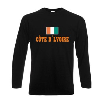 Longsleeve ELFENBEINKÜSTE, Flagshirt, Fanshirt S - 6XL (WMS02-18b)