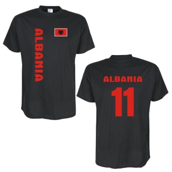 T-Shirt ALBANIEN (Albania) Länder Flagshirt mit Rückennummer (WMS03-06a)