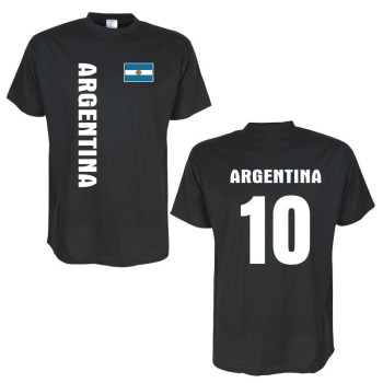 T-Shirt ARGENTINIEN Länder Flagshirt mit Rückennummer (WMS03-09a)
