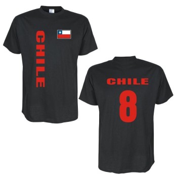 T-Shirt CHILE Länder Flagshirt mit Rückennummer (WMS03-14a)