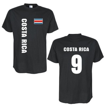 T-Shirt COSTA RICA Länder Flagshirt mit Rückennummer (WMS03-15a)