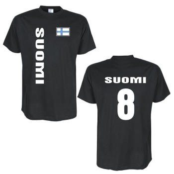 T-Shirt FINNLAND (Suomi) Länder Flagshirt mit Rückennummer (WMS03-20a)