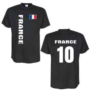 T-Shirt FRANKREICH (France) Länder Flagshirt mit Rückennummer (WMS03-21a)