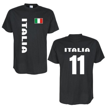 T-Shirt ITALIEN (Italia) Länder Flagshirt mit Rückennummer (WMS03-29a)