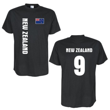 T-Shirt NEUSEELAND (New Zealand) Länder Flagshirt mit Rückennummer (WMS03-40a)