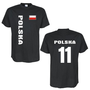 T-Shirt POLEN (Polska) Länder Flagshirt mit Rückennummer (WMS03-48a)