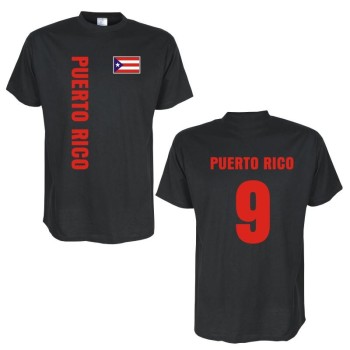 T-Shirt PUERTO RICO Länder Flagshirt mit Rückennummer (WMS03-50a)