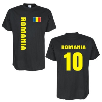 T-Shirt RUMÄNIEN (Romania) Länder Flagshirt mit Rückennummer (WMS03-51a)