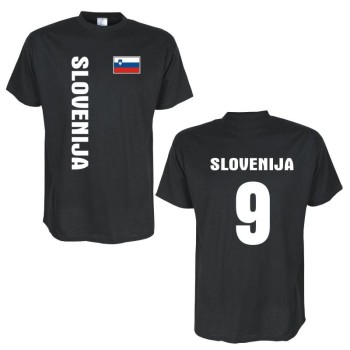 T-Shirt SLOVENIEN (Slovenija) Länder Flagshirt mit Rückennummer (WMS03-59a)