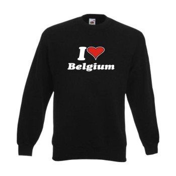 Sweatshirt I love BELGIEN (Belgium) Länder Fanshirt (WMS04-11c)