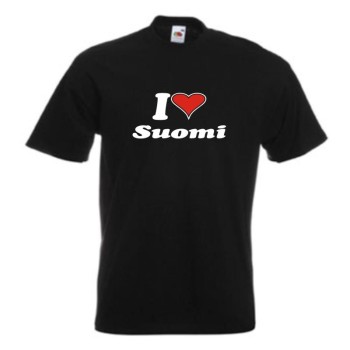 T-Shirt I love FINNLAND (Suomi) Länder Fanshirt (WMS04-20a)