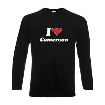 Longsleeve I love KAMERUN (Cameroon) Länder Fanshirt (WMS04-32b)