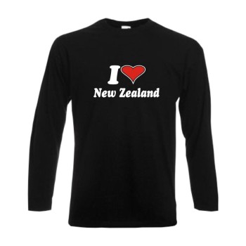 Longsleeve I love NEUSEELAND (New Zealand) Länder Fanshirt (WMS04-40b)