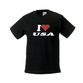 Kinder T-Shirt I love USA Länder Fanshirt (WMS04-71f)