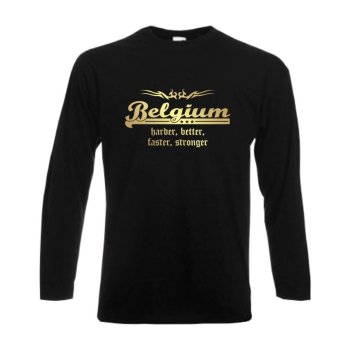 Longsleeve BELGIEN (Belgium) harder better faster stronger (WMS07-11b)