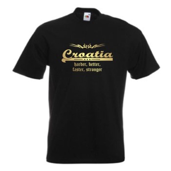 T-Shirt KROATIEN (Croatia) harder better faster stronger (WMS07-35a)