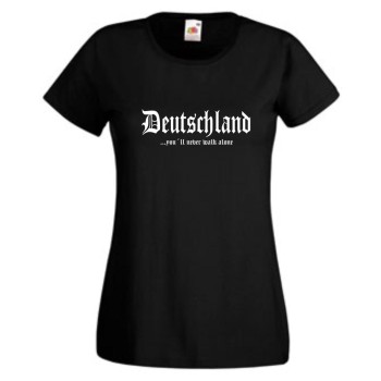 Damen T-Shirt Deutschland never walk alone, schwarz XS - XXL (WMS10-01)