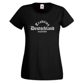 Damen T-Shirt, Deutschland Tradition verpflichtet, schwarz XS - XXL (WMS10-03)