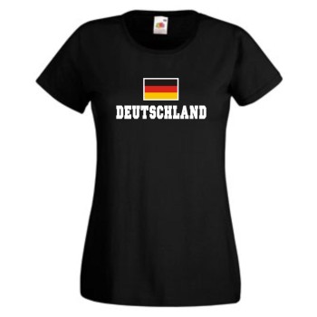 Damen T-Shirt, Deutschland Flagshirt schwarz, XS - XXL (WMS10-05)