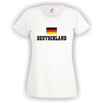 Damen T-Shirt, Deutschland Flagshirt weiß, XS - XXL (WMS10-07)