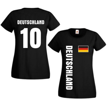 Damen T-Shirt, Deutschland Flagshirt mit Rückennummer (WMS10-09)