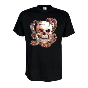 Fun T-Shirt Skull with 2 Snakes, Totenkopf, Funshirt