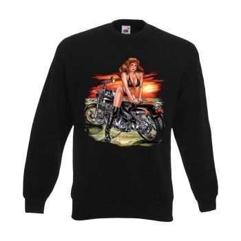 Sweatshirt Girl over Motorcycle, Biker Funshirt