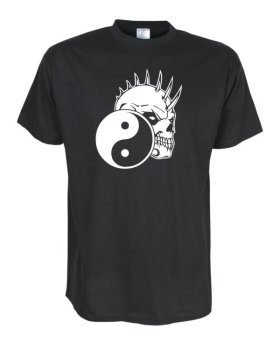 Yin Yang Symbol, skull - Fun T-Shirt in Übergrößen