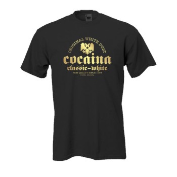 Cocaina classic white - schwarzes Fun T-Shirt (BL008)