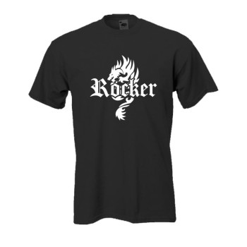 Rocker Drachentribal schwarzes Fun T-Shirt (BL042)