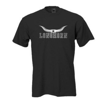 Longhorn, schwarzes Fun T-Shirt (BL102)