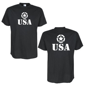 USA allied star, schwarzes Fun T-Shirt (BL111)