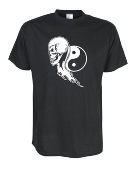 Yin & Yang skull, Fun T-Shirt in Übergrößen