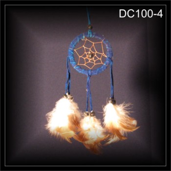 Mini Traumfänger, Indianer Dreamcatcher, Wildleder blau (DC100-4)