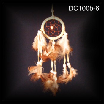 Traumfänger Dreamcatcher 3X2 Reihen Federn Wildleder beige (DC100b-6)