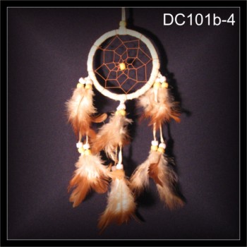 Traumfänger Indianer Dreamcatcher Wildleder beige 9cm Ring (DC101b-4)
