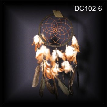 Traumfänger, Indianer Dreamcatcher Wildleder schwarz 17x40cm (DC102-6)