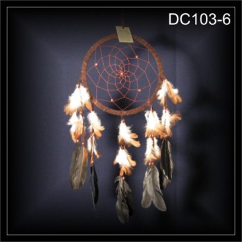 Traumfänger, Dreamcatcher, Wildleder dunkelbraun 22x50cm (DC103-6)